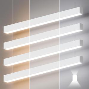 4FT LED Linear Lights 50/45/40/35/30W Up and Down Light, 3000/4000/5000K 4Pack Commercial Shop Lighting for Office Garage Basement Shop Dining Room bar, Dimmable 4 Architectural Fixture-Whtie, 4ft4 Pack