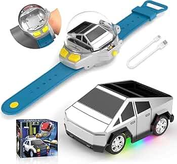 Watch Remote Control Car Toy, 2.4 GHz Mini RC Cars Watch Toy with LED Lights USB Charging Wrist Controlled Small Racing Car Interactive Game Toys for Kids Boy Girl Birthday Christmas