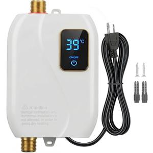 Tankless Water Heater Electric, 3000W Tankless Electric Water Heater 110V, On Demand Hot Water Heater Electric with Digital Display, Electric Tankless Hot Water Heater for Kitchen Bathroom Washin