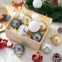 Soaoo 12 Pcs 2.4 Inch Neutral Glass Christmas Ball Ornament Metallic Textured Christmas Tree Decoration Beaded Glass Ball Ornaments Xmas Hanging Decor for Home Fireplace Mantel Wall Party Decor