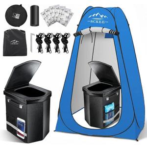16.5'' Camping Toilet with Pop-Up Privacy Tent Set, XL Portable Toilet for Camping, Outdoor Showers Changing Rooms, Portable Bathroom Travel Potty for Camping, Hiking, Roadtrip,RV Travel, X-Large