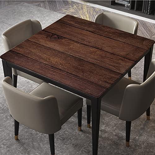DUNHUANG Art Wooden Texture Square Fitted Tablecloth, Table Cover Waterproof Polyester Washable for Indoor Outdoor Party & Banquet Dinner, Fits Square Table for 36"x36" Table, Wooden Texture -60