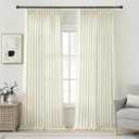 PANGSINNE Extra Long 120 Inch High Ceiling Curtains - 2 Panels Set Semi Sheer Pinch Pleated Drapes for Living Room with Hooks Rings Back Tab Bohemian Beige