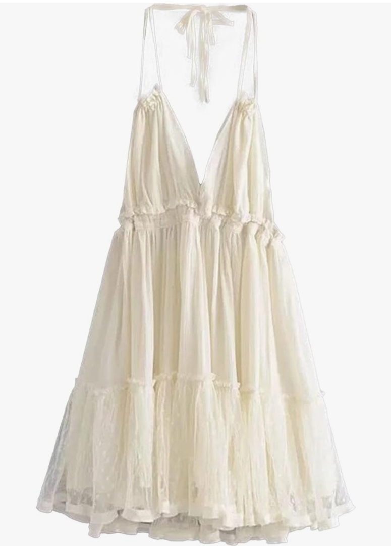 Womens Summer Halter Deep V Neck Sexy Patchwork Mini Short Dresses Beach Vacation Sundresses for Women Short 2025 S