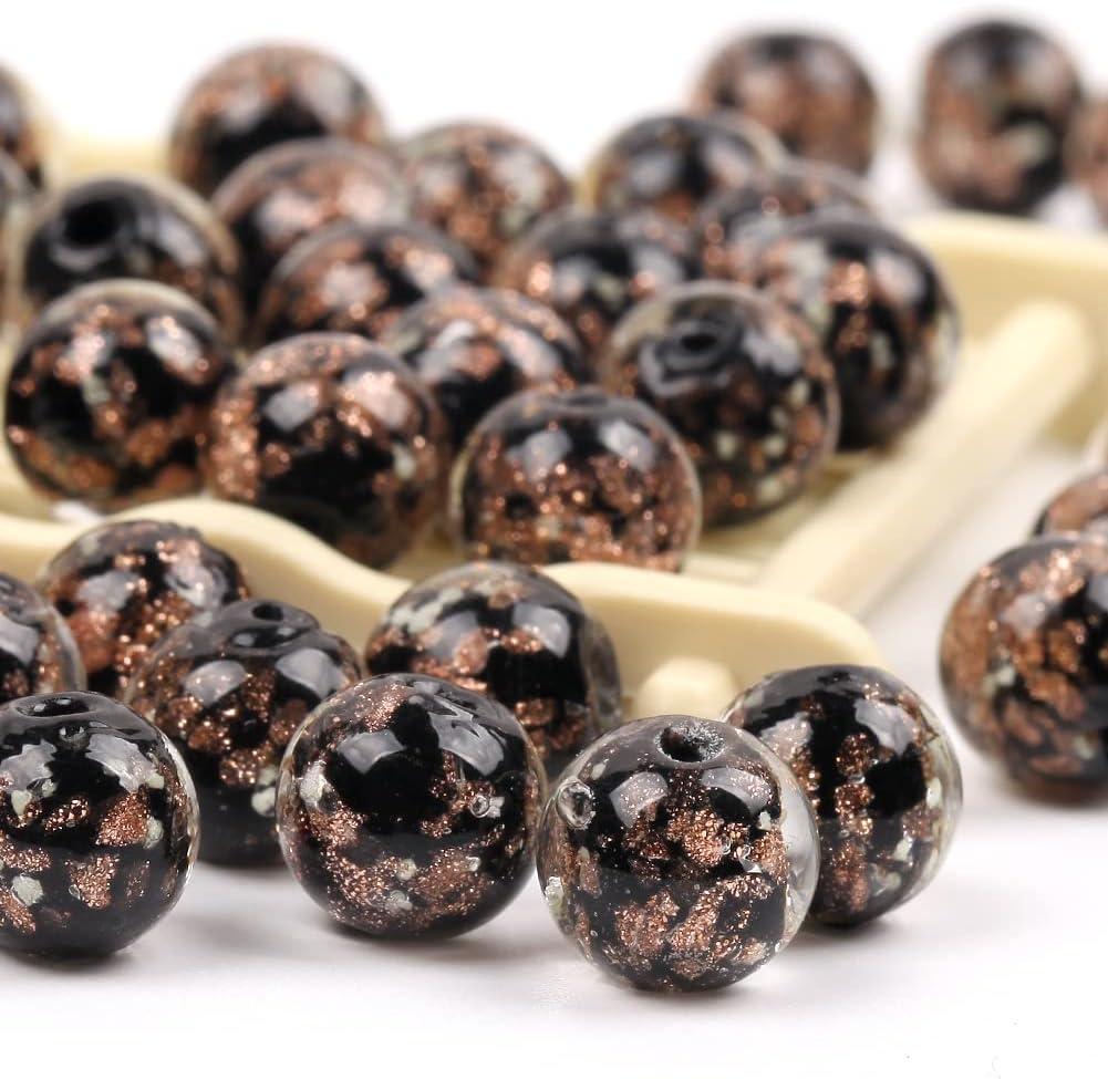 100 Pieces 8mm Black BeadsTransparent Glass Beads, Small Round Matte Sea Glass Beads for Jewelry Making, Earring Spacer Beads,DIY Crafts Bracelets Necklaces Earrings