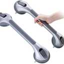 TAILI Shower Grab Bar 2 Pack 16 Inch Suction Grab Bars for Bathtubs & Showers, Heavy Duty Shower Handle Removable Shower Handrails for Elderly and Seniors, No Drilling Waterproof, Silver, 