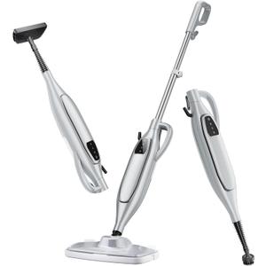 Steam Mop, 11-in-1 Powerful Handheld Steam Cleaner with 11.8 OZ Removable Tank, Detachable Steam Mops for Floor Cleaning with 23FT Power Cord (Silver Gray)