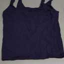 SUUKSESS Women Scoop Neck Tank Top Summer Sleeveless Going Out Double Lined Basic Tops (Small, 01 Navy Blue)