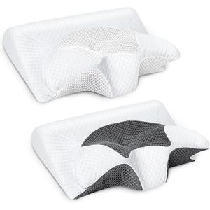 SAHEYER Cervical Neck Pillow, Memory Foam Pillow for Neck Pain Relief and Snoring, Ergonomic Pillow for Side Sleeper, 2 in 1 Orthopedic Pillow for Back and Stomach Sleeper