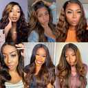 Highlight Human Hair Bundles P4/613 Body Wave Human Hair Bundles Brown Body Wave Bundle P4/613 Color Brazilian Two Tone Chocolate Brown and Blonde Bundles Human Hair Extensions 26 28 30 Inch