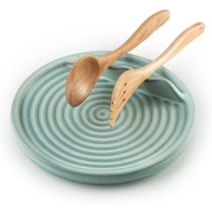 Spoon Rest Cooking Spoon Holder for Stove Top Ceramic Kitchen Spatula Rest for Countertop Large Utensils Rest for Housewarmings Thanksgiving Christmas Halloween, Blue