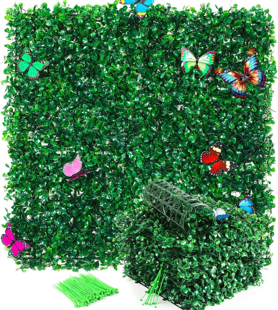 12Pcs Artificial Grass Wall Panels - 10x10 Grass Backdrop Wall, UV Protected Greenery Decor for Indoor Outdoor Use (10x10 (12pcs))