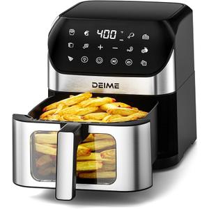 DEIME Air Fryer 6.2 QT Oilless 1500W Large Capacity Oven Air Fryers Healthy Cooker with 10 Preset, Visual Cooking Window, Non-Stick Basket, Included Recipe