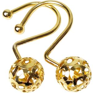 12Pcs Hollow Ball Shower Curtain Hooks Luxury Quality Rustproof Stainless Steel Shower Curtain Rings Hooks for Bathroom Rod (Gold)