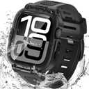 Goton 3 in 1 Waterproof Case with Band for Apple Watch with Built-in Tempered Glass Screen Protector 46mm, 360 Shockproof Bumper Face Cover with Band for Apple Watch Series 11 Series 10, 46mm (Black)