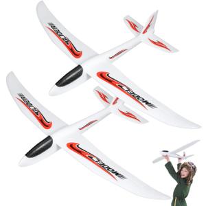 NUOBESTY 2 Pack Airplane, 39" Large Throwing Glider Plane Toy 2 Flight Modes Foam Glider Airplane for Kids Flying Plane Toys for Boys, Girls to Outdoor Play, Birthday Party Favor