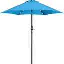 Yaheetech 7.5FT Solar Umbrella LED Lighted Patio Umbrella Waterproof & UV Protection, Market Sunshade w/Tilt and Crank for Backyard, Deck and Pool, Sky Blue