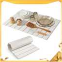 Large Stone Drying Mat for Kitchen Counter, 2416 Inch Diatomaceous Earth Dish Drying Stone for Fast Absorbent, Collapsible Quick-Dry Draining Mat for Dishes Cookware Cups Any Countertop