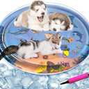 Sensor Water Playmat, Thickened Water Sensor Play Mat for Cats Dog, Thickened Sensory Water Play Mat for Cats with Fish for Pet Play, Cat dog Water Sensor Pad Water Playmat with Toy (Shark - 39 in)