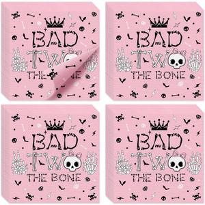 50 Pcs Bad Two The Bone Napkins, Bad Two the Bone Party Decorations Girl, Bad 2 The Bone Party Supplies Napkins for Girl Music Theme 2 Year Old Birthday