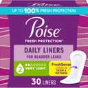 Poise Daily Liners, Incontinence Panty Liners for Bladder Leaks, 2 Drop Very Light Absorbency, Regular Length, 30 Count of Pantiliners, Packaging May Vary