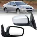 Right Passenger Silver Side Mirror Compatible with Honda Accord 2003-2007 Manual Folding Power Glass Alabaster Silver Metallic Door Mirrors Replace #HO1321152