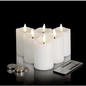 Eywamage White Flameless Votive Candles with Remote Batteries, 2x3 inch Flickering Small LED Wax Pillar Candles 6 Pack