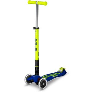 Micro Kickboard | Maxi Foldable LED Kids Scooter for Ages 5-12 | Children up to 110 lbs | 3 Wheel Lean-to-Steer Design | Adjustable T Bar | Smooth Ride, Motion Activated PU LED Wheels | Swiss Design