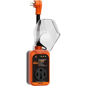 Marsflex Rv Surge Protector, 15 Amp to 50 Amp Rv Circuit Analyzer,8000 Joules Surge Protection with Waterproof Cover, 5-15P Male to TT-50R Female Plug, for rvs Camper, Travel Trailers, Orange