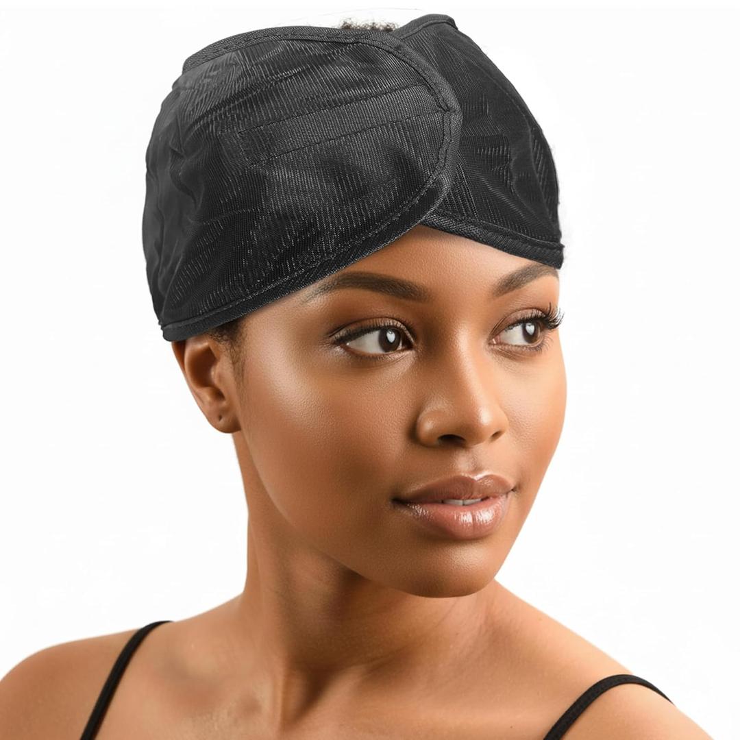 DONNA Silky Satin Wrap Cap  Adjustable Hair Wrap for Women, Soft & Smooth Satin Head Wrap, Comfortable Wide Design for Sleeping, Hair Care, or Styling, Black