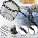 Floating Fishing Net for Steelhead, Salmon, Fly, Kayak, Catfish, Bass, Trout Fishing, Rubber Coated Foldable Landing Net with Telescoping Pole Handle, Fishing Gear and Gifts for Men (1.5M)