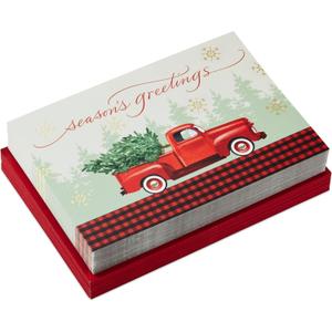 Hallmark Boxed Christmas Cards, Rustic Red Truck (40 Cards and 40 Envelopes) Season's Greetings
