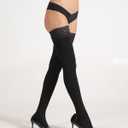 MERYLURE Warm Thick Thigh High Socks, Fleece Lined Stay Up Lace Top Stockings, Winter Tall Long Women Boots Leg Warmers (X-Large-XX-Large, Black)