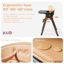 KUB High Chair for Babies and Toddlers Adjustable Foldable Convertible 5 Point Harness Easy Clean Wood-Printed Metal with Removable Tray Baby Highchair for Family (Black&Walnut Wood-Printed Metal)
