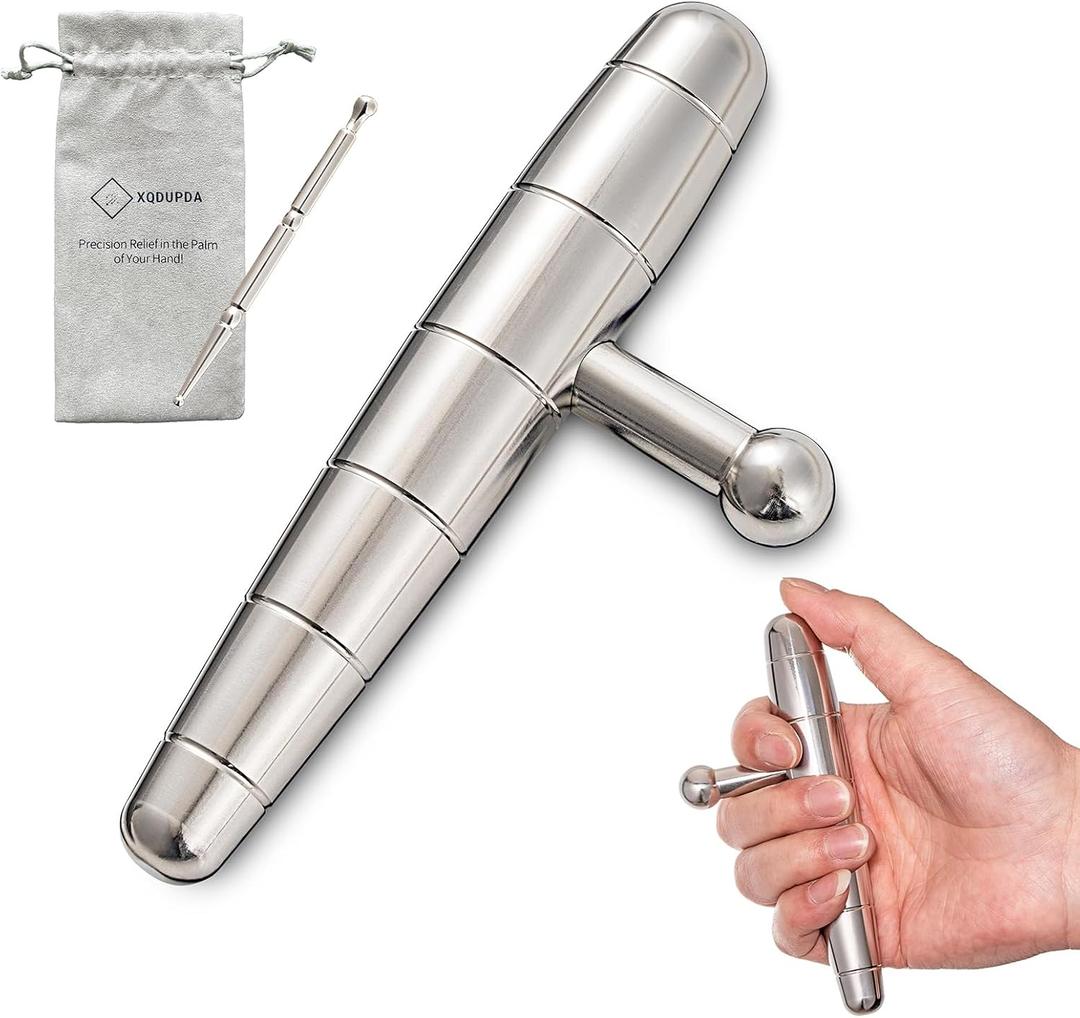 2 in 1 Trigger Points Massage Tool Stainless Steel T-Bar Deep Tissue Massage Tool for Pain Relief Full-Body Fascial Relaxation  Ideal for Shoulders, Neck, Legs, and Arms  Perfect for Sports Therapy (Medium size)