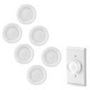 6 PCS RK-WH Rotary Dimmer Knob Replacement for Rotary Dimmer Switch,Fan Control,WhiteNo Back Panel