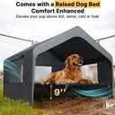 Veehoo Extra Large Dog House Outdoor with Elevated Dog Bed, Outside Dog Tent 4.1' x 4.1' x 3.3', Weatherproof Dog Shade Shelter and Raised Bed Combo for Pets or Stray Animals, Grey