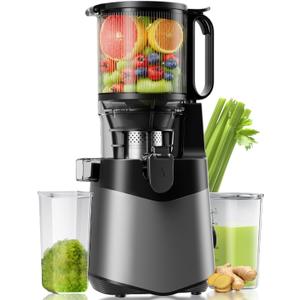 Cold Press Juicer, 5.8" Extra Large Feed Chute Fit Whole Fruits & Vegetables, 350W Slow Masticating Juicer Machines, Easy to Clean, High Juice Yield (Deep Grey)