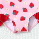 Renotemy Baby Girl Swimsuit Toddler Girls One-Piece Swimsuit Summer Beach Bikini Girl Bathing Suits with Hat 0-24 Month (Strawberry)