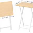 HOOBRO Folding TV Tray Tables, Set of 2 Side Table for Small Space, Industrial Snack Tables for Eating at Couch, Stable Metal Frame, Easy Assembly, Space Saving, Natural and White WN25BZ01, 18.9"L x 14.2"W x 26.2"H