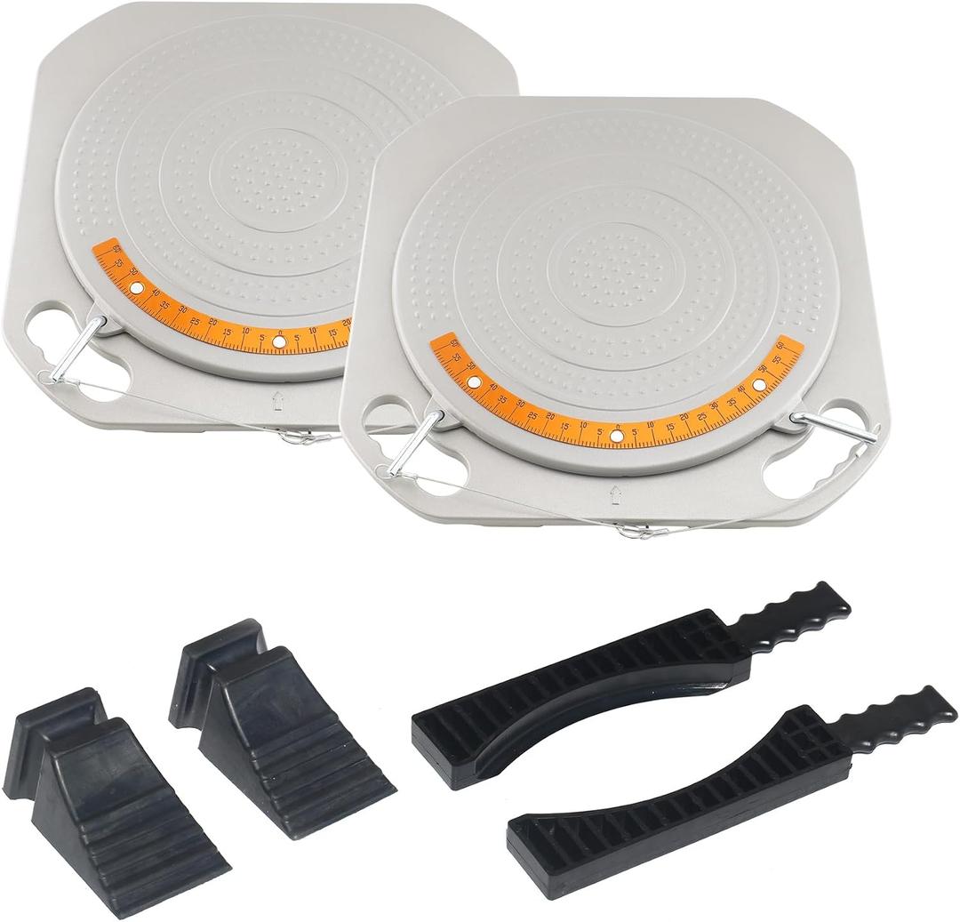 Low Profile Wheel Alignment Turn Plates Wheel Aligner System Turntables Radius Plates,Brass Dial Measurements,4 Ton Load Capacity for Alignment Scissor Lift 4-Post Lift