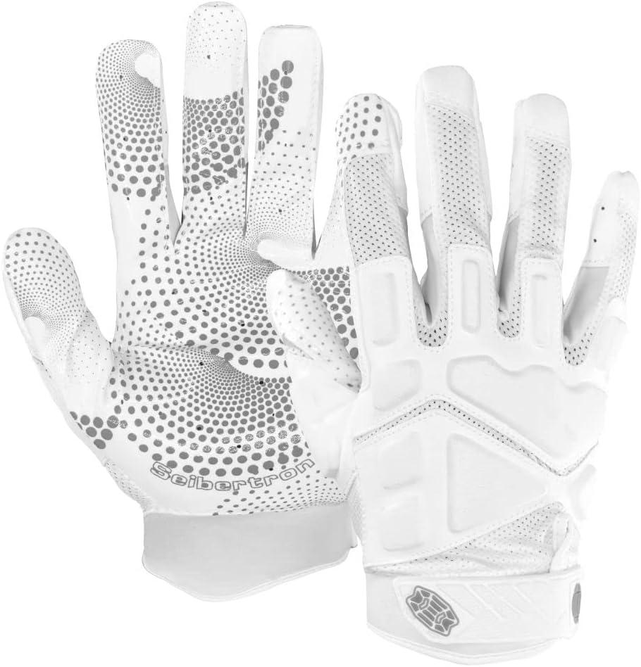 Seibertron G.A.R.G 2.0 Gel Filled Patented Anti-Impact Ultra-Stick Football Sports Receiver Gloves Youth and Adult