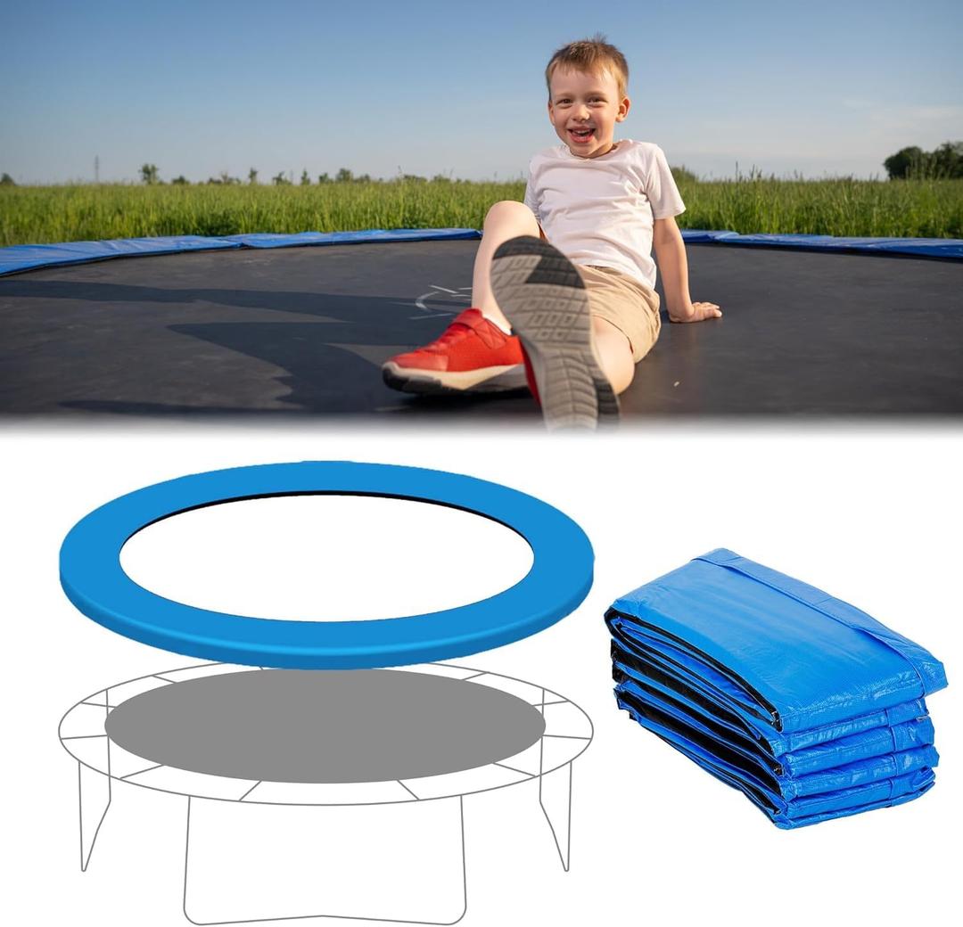 15 ft Trampoline Replacement Mat, Durable Trampoline Safety Replacement Pad, Waterproof Trampoline Spring Cover, Round Without Hole for Pole, Trampoline Accessories Make Trampoline Look New
