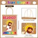 Shinylin 20 Pcs Easter Religious Gift Bags Bulk Christian Kraft Paper Rejoice Goody Bags with Handles Eggs Hunt Easter Theme Bible Sunday School Party Favor