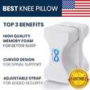 Everlasting Comfort Memory Foam Leg & Knee Pillow for Side Sleepers - Sciatica Pain Relief Leg Pillow for Side Sleeping - Adjustable Strap (White)