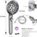 GwernKB Handheld Shower Head with On Off Switch 8-Mode High Pressure Showerhead with 79 Inches Extra-long Stainless Steel Hose and Bracket PLUS Extra Low-Reach Adhesive Wall Mount for Kids,Silver