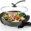 Food Party Electric Hot Pot Skillet Hotpot Pot Electric Cooker Shabu Shabu Pot 110V Non-Stick 6L BPA FREE Fondue Chinese Hot Pot