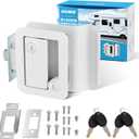 Kohree Upgraded RV Door Lock Replacement with Paddle Deadbolt, Camper Door Handle Latch, 100% Zinc Alloy RV Travel Trailer Entry Door Lock with Keys for Camper Horse Trailer Cargo Hauler, White