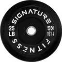 Signature Fitness 2" Olympic Bumper Plate Weight Plates with Steel Hub, 25LB, Black, Single