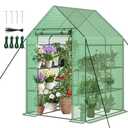 Greenhouse, 56×56×76" Walk in Greenhouse, Portable Green House for Outdoors with Thicken PE Cover, 3 Tiers 8 Shelves for Plants, Flowers, Seedling (Green, 56x56x76 inch)